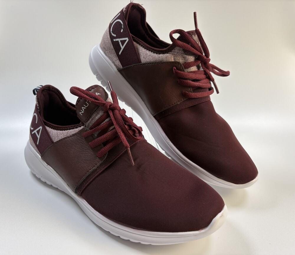 Nautica Women’s Logo Burgundy Slip On Lightweight Jogger Sneaker Shoes US 10